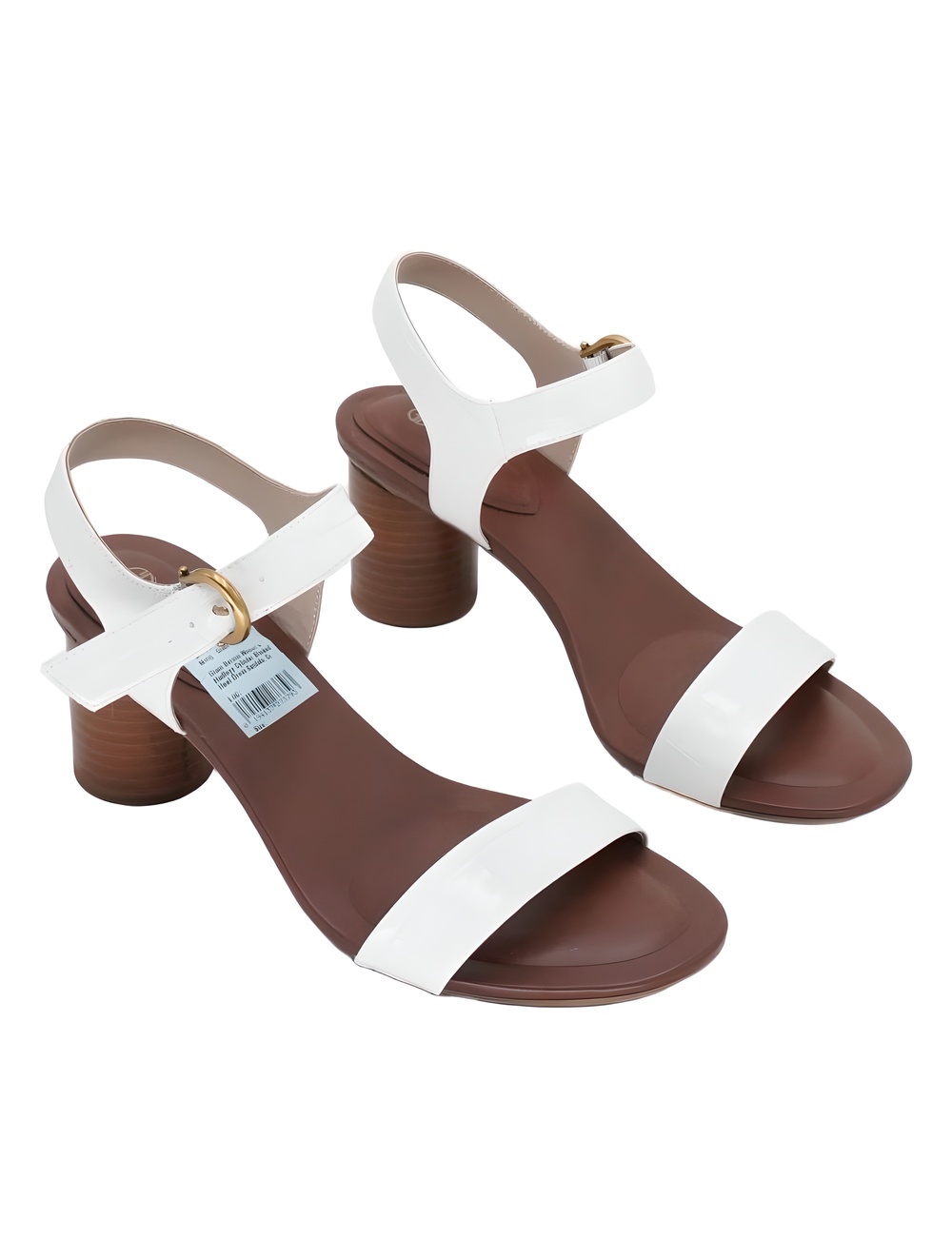 Giani Bernini Hadleyy White Croc Embossed 2.25" Cylinder Heel Sandals Size 7.5M